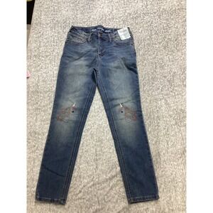 Cat & Jack Girls Super Skinny Unicorn Embroidered‎ Jeans Blue Size 14 NWT